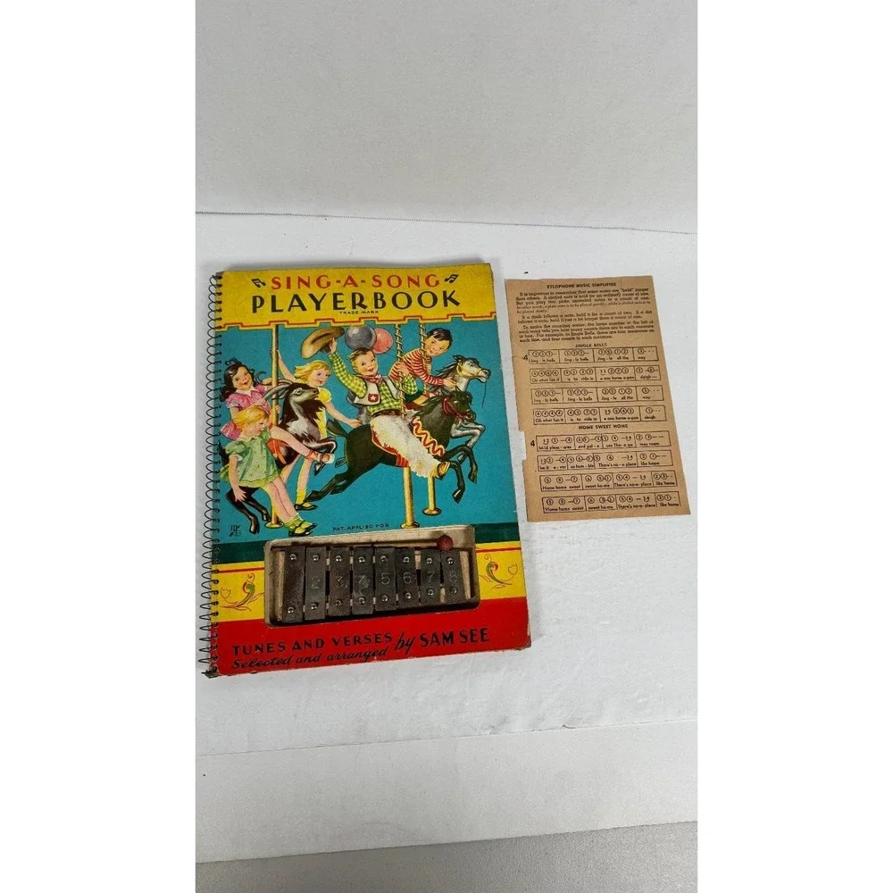 Sing-A-Song Playerbook Sam See 1947 Xylophone Music McLoughlin Bros w/ Mallet